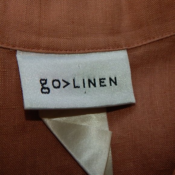 GO LINEN Adobe Red Sleeveless Shirt Dress Button Front Lagenlook size 2 - 709 - Picture 5 of 5